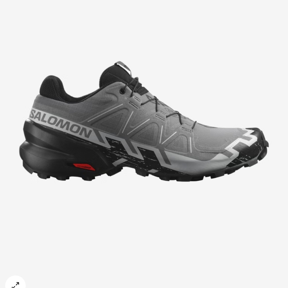 Salomon Men's Trail Running Shoe in Gray, Black and Red Accent